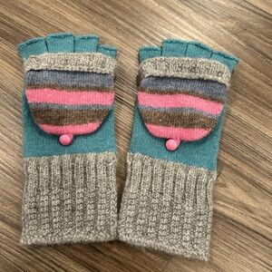 Colorful Fingerless Mittens with Flap